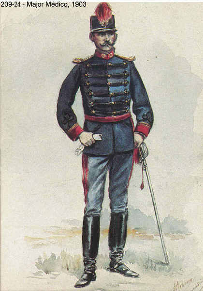 N� 209-24 - Major M�dico em 1903 - Aguarela do Cor. Ribeiro Artur - Edi��o Jornal do Ex�rcito, 1987 - Dim. 15x10,3 cm - Col. A. Monge da Silva.