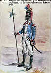 N� 238-27 - Sargento da Companhia de Cipaes de Mo�ambique, organizada pelo General Ant�nio Manuel de Mello, 1788 - Aguarela do Cor. Ribeiro Artur - Edi��o Jornal do Ex�rcito, 1987 - Dim. 15x10,3 cm - Col. A. Monge da Silva
