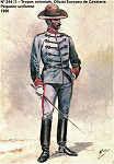 N� 244-28 - Tropas coloniais, Oficial Europeu de Cavalaria em pequeno uniforme, 1900 - Aguarela do Cor. Ribeiro Artur - Edi��o Jornal do Ex�rcito, 1987 - Dim. 15x10,3 cm- Col. A. Monge da Silva
