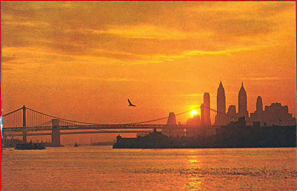 N� P60303 - Sunset over NY City - Editor �Ogden Foods Service Corp.� - Dim. 13,9x9 cm - Col. A. Monge da Silva (cerca de 1980)