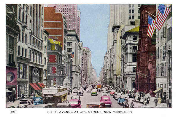 P 108 - New York City; c.1950 - Fifth Avenue at 49th Street - Editor �The American News Co�, New York - Dim. 15,3x10,2 cm - Col. A. Monge da Silva (cerca de 1950)