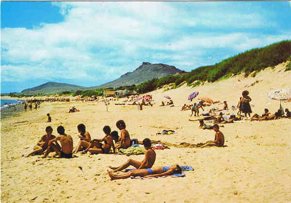 N.� 164 PORTO SANTO -  Praia de extenso areal - BERNARDINO V. G. CARV�O - APARTAMENTOS PIORNAIS - BLOCO 9-3.�A - FUNCHAL LITO OF. ARTISTAS REUNIDOS-PORTO - SD - Dim. 15x10,4 cm - Col. Manuel B�ia (1988)