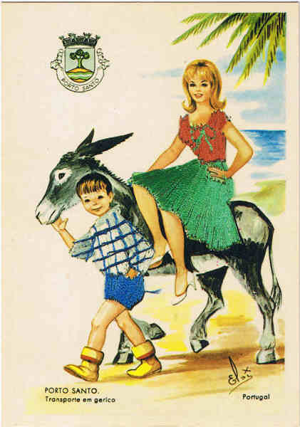 MD 113 P - PORTO SANTO Passeio de jerico - Ed. Francisco Ribeiro - Rua Nova de S. Pedro, 27 telef. 23930 FUNCHAL-MADEIRA - SD - Dim. 10,3x14,7 cm - Col. Manuel B�ia (1988).