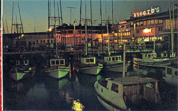 N� 5P68802 - San Francisco - Fisherman's Wharf at nigth - Editor Smith Novelty Co, San Francisco - Dim. 14x9 cm - Col. Am�lcar Monge da Silva (- Adquirido em 1979)