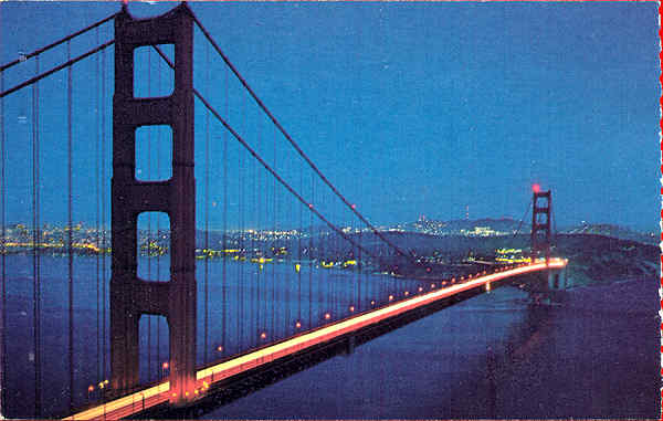 N� P301632B - San Francisco - Time exposure photo of Golden Gate - Editor Smith Novelty Co, San Francisco - Dim. 14x9 cm - Col. Am�lcar Monge da Silva (- Adquirido em 1979)