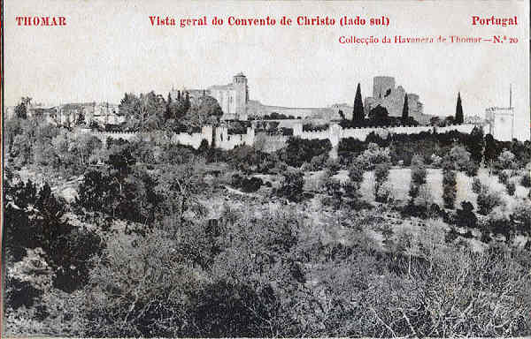 N� 20 - Vista Geral do Convento de Cristo (lado Sul) - Collec��o da Havaneza de Thomar - 14x8,8 cm -  Col. A. Monge da Silva (cerca de 1905)