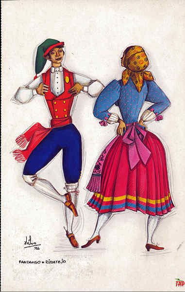 N� 5 - TAP - Fandango do Ribatejo - Edi��o TAP - Desenho de Ab�lio Mattos de Sousa - SD - Dim. 23x14,4 cm - Col. A. Monge da Silva (1996)