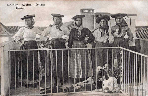 N� 487 - Aveiro - Costumes - Edi��es Malva, Lisboa - Dim. 137x89 mm - Col. A. Monge da Silva (cerca de1910)