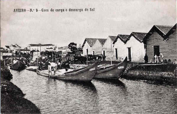 N� 9 Aveiro - Caes de carga e descarga de sal � Editores Moreira Torres, Aveiro - Dim. 137x87 mm - Col. A. Monge da Silva (cerca de1910)
