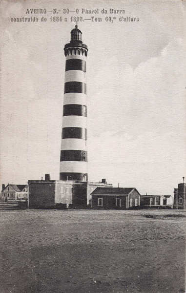 N� 30 - Aveiro - O Farol da Barra - Editores Moreira Torres, Aveiro - Dim. 137x87 mm - Col. A. Monge da Silva (cerca de 1910)