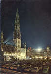 N� 52B, Grand Place e C�mara � noite - Edi��o Coloprint, Bruxelas - Dim. 14,7x10,3 cm - Carimbo Postal 1961 - Col. A. Monge da Silva (c. 1961)