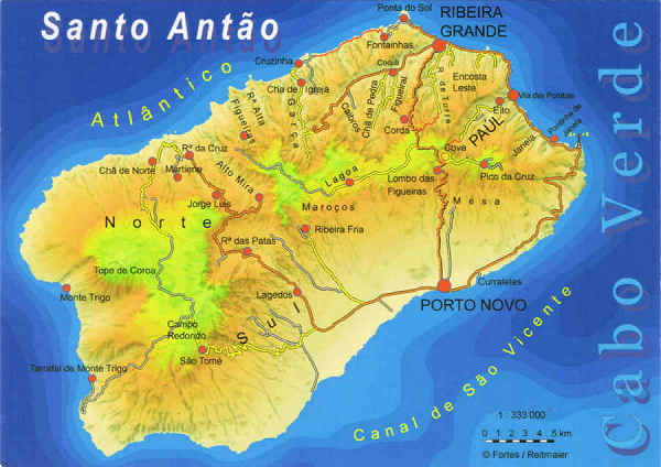 SN - Mapa - SA - Cabo Verde. Ilha de Santo Ant�o - Ed. Informa��o Tur�stica - Lucete Fortes - Mindelo - Cabo Verde - tel +238 2324267 www.bela-vista.net Cartografia: Dr. Pitt Reitmaier - SD - Dim. 14,8x10,5 cm - Col. Manuel B�ia (2011)