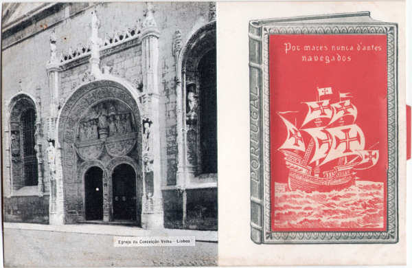 Egreja da Concei��o velha + desdobr�vel com 12 vistas de Portugal - Edi��o da "A Editora Lda", Conde Bar�o, 50, Lisboa - Dim. 142x92 mm - Col. A. Monge da Silva (cerca de 1905)