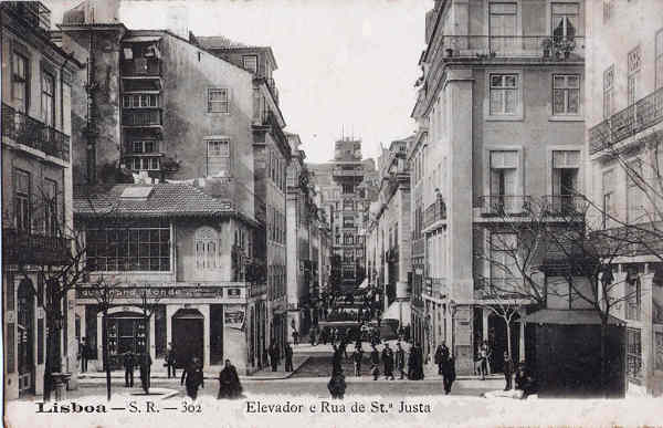 S.R. 302 - Elevador de Sta Justa - Edi��o Rocha, Lisboa - Dim. 138x90 mm - Col. A. Monge da Silva (cerca de 1905)