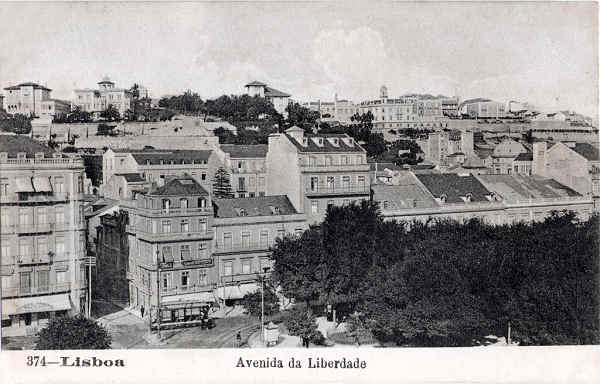 N� 374 - Avenida da Liberdade - Edi��o Rocha, Lisboa - Dim. 138x90 mm - Col. A. Monge da Silva (cerca de 1910)