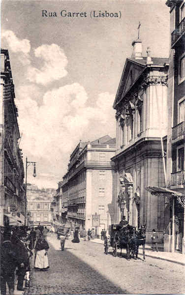 S/N - Rua Garrett - Dim. 139x87 mm - Edi��o da Sec��o de Postais dos Grande Armaz�ns do Chiado, Lisboa - Col. A. Monge da Silva (cerca de 1910)