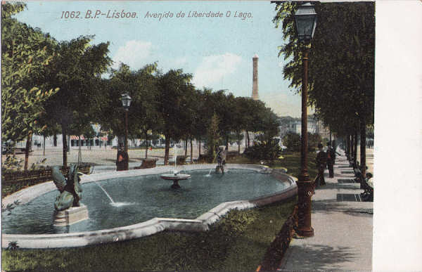 N� 1062 - Avenida da Liberdade, O Lago - Edi��o B.P. - Dim. 139x90 mm - Col. A. Monge da Silva (cerca de 1905)