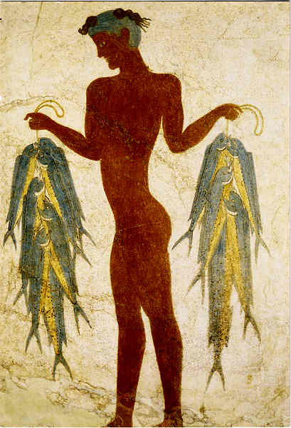 B 662 - Gr�cia SANTORINI  Fresco do Pescador. C. 1500 a.c. Museu Nacional Arqueol�gico d'Atenas - EDITIONS HAITALIS, 13, ASTROUS STR., 13121 ATHENS, TEL: 210 5766883 - SD - Dim. 11x16,1 cm - Col. F�tima B�ia (2007)