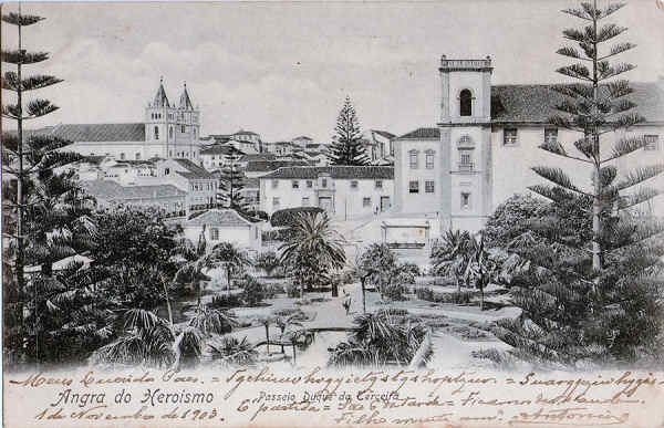 SN - Angra do Heroismo, Passeio Duque da Terceira - Edi��o Papelaria Louren�o, Angra do Heroismo - Dim. 138x89 mm - Usado em 01NOV1903- Col. A. Monge da Silva (c. 1900)