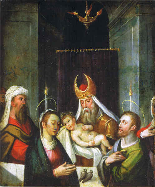 SN - Apresenta��o do Menino no Templo, s. d. �leo s/ madeira Sim�o Rodrigues (s�c. XVI - XVII) - Colec��o Telo de Morais Museu Municipal de Coimbra - Ed. C�mara Municipal de Coimbra - 2009 - Dim. 10,6x12,7 cm - Col. Alfredo Rocha (2012)