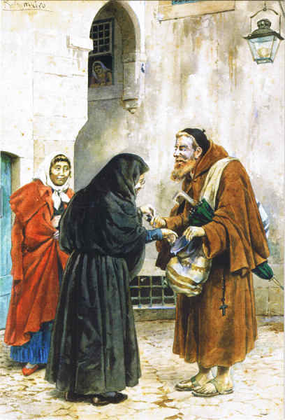 SN - A esmola, s. d. Aguarela s/ papel Alfredo Roque Gameiro (1834-1935) - Colec��o Telo de Morais Museu Municipal de Coimbra - Ed. C�mara Municipal de Coimbra - 2009 - Dim. 10,6x14,8 cm - Col. Alfredo Rocha (2012)