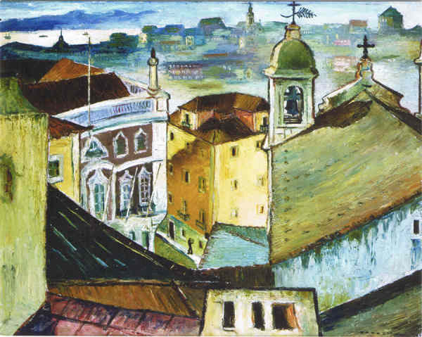 SN - Igreja de S�o Crist�v�o - Lisboa, 1937 �leo s/ tela Carlos Botelho (1891-1982) - Colec��o Telo de Morais Museu Municipal de Coimbra - Ed. C�mara Municipal de Coimbra - 2009 - Dim. 13,3x10,6 cm - Col. Alfredo Rocha (2012)