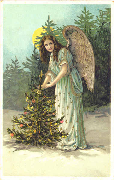 Serie 2180H - Anjo 4 (dourados em relevo) - Edi��o SB, Alemanha - Dim. 13,8 x 8,7 cm - Col A Monge da Silva (c. 1910)