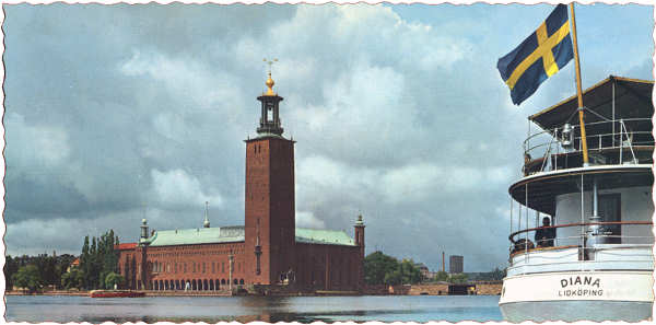 N� 1130/4 - Stockholm, Stadshuset-4 (C�mara Municipal) - Editor �AB Grafisk Konst� - Dim. 21,1x10,3 cm - Carimbo Postal 1966 - Col. A. Monge da Silva