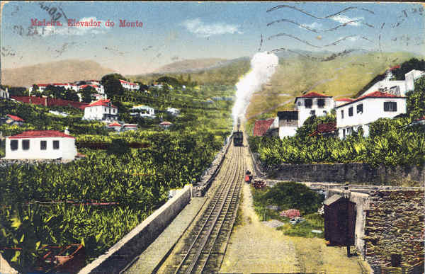 N� 121 - Funchal, Elevador do Monte - Editor B.P. - Dim. 139x91 mm - Col. A. Monge da Silva (reedi��o de 1940))