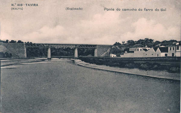 N.� 433 - Ponte do caminho de ferro do Sul - Dim. 137x87 mm em papel de fotografia - Edi��o Malva - Carimbo postal de 1909 - Col. A.Monge da Silva