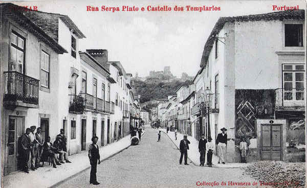 N� 18 - Rua Serpa Pinto e Castello dos Templ�rios - Collec��o da Havaneza de Thomar - Dim. 139x86 mm - Col. A. Monge da Silva (cerca de 1905)