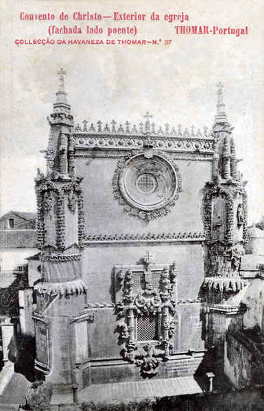 N� 37 - Convento de Christo, Exterior da egreja - Collec��o da Havaneza de Thomar - Dim. 137x87 mm - Col. A. Monge da Silva (cerca de 1905)