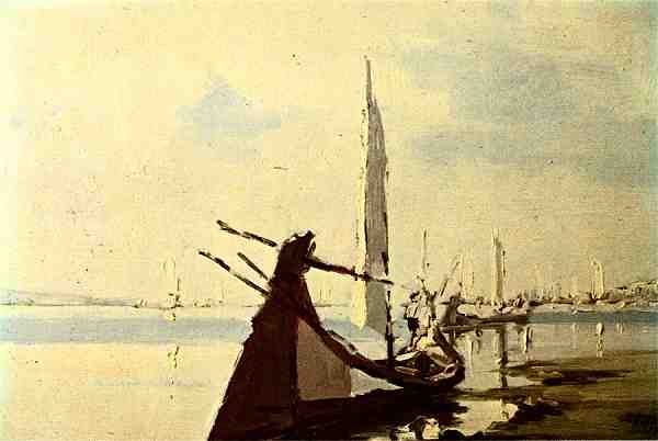 N.� 012 - AVEIRO-PORTUGAL: Moliceiros-Aveiro; �leo sobre madeira; 1983 - Original de C�ndido Teles - Edi��o da Livraria Estante, Aveiro - Dimens�es: 14,9x9,9 cm. - Col. F�tima B�ia.