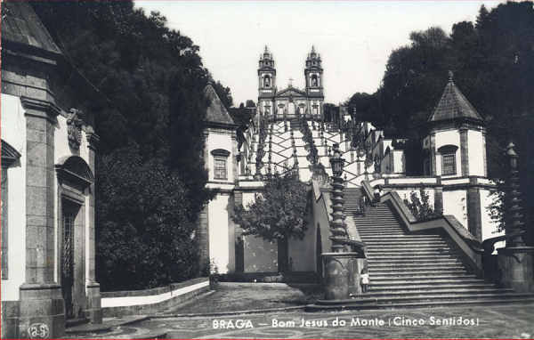 SN - Braga, Bom Jesus do Monte (Cinco Sentidos) - Edi��o J.G. - Dim.  13,9x8,9 cm - Circulado em 1955 - Col. A. Monge da Silva.