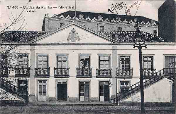 N.� 456 - Caldas da Rainha . Pal�cio Real - Edi��o Alberto Malva (circulado em 1904) - Dimens�es: 13,6x8,9 cm. - Col. Miguel Chaby. 