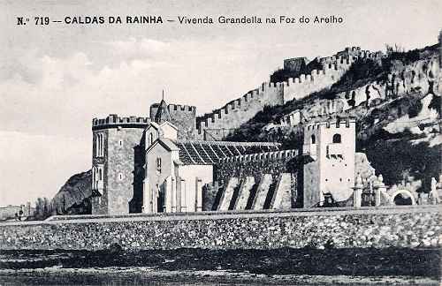 N.� 719 - Caldas da Rainha - Vivenda Grandella na Foz do Arelho - Circulado em 1908 - Edi��o Alberto Malva - (1910) - Dimens�es: 13,8x8,7 cm. - Col. Miguel Chaby.
