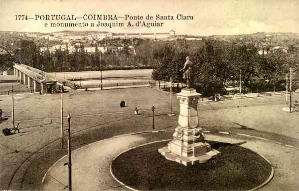S/N - Coimbra: Ponte de Santa Clara e monumento a Joaquim A. d'Aguiar - S/D - Dimens�es: 13,8x8,8 cm. - Col. Aur�lio Dinis Marta.