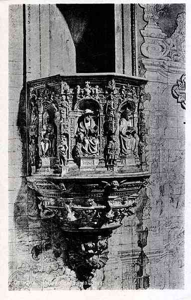 S/N - COIMBRA Portugal Pulpito de S� Cruz - Edi��o da Comiss�o Municipal de Turismo de Coimbra - Dimens�es: 14x9 cm. - Col. R. Gaspar.