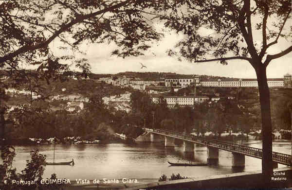 N� 4 - COIMBRA. Vista de Santa Clara - Edi��o Havaneza Central. Clich� Rasteiro Cerca de 1925 - Dim. 13,7x8,8 cm. - Col. A. Monge da Silva