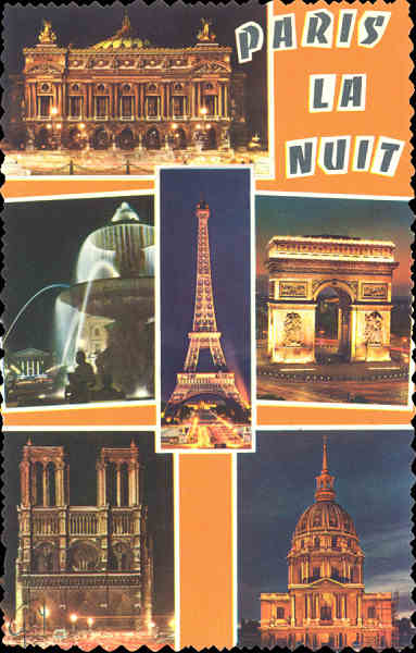N� 1101 - Paris. Monumentos iluminados - Edit Andr� Laconte, Paris - Adquirido em 1968 - Dim. 13,7x8,7 cm - Col. Am�lcar Monge da Silva