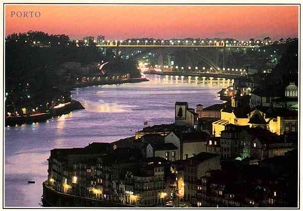 N.� 1472 - Porto Ponte da Arr�bida � noite - Ed. Centro de Caridade de N.� S.� do Perp�tuo Socorro - Dimens�es: 15x10, 5cm. - Col. M�rio F. Silva.