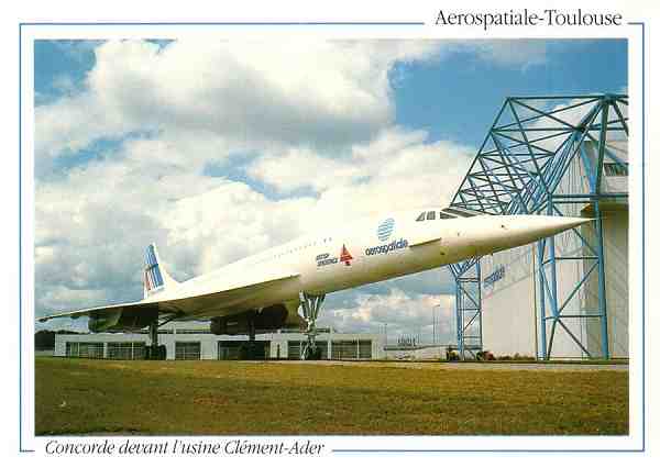 N.� 929 - AEROSPATIALE - Concorde devant l'usine Cl�ment-Ader - s - 10 bis, boulevard de l'Europe - 31120 PORTET-SURGARONNE - Dimens�es: 14,8x10,5 cm. - Col. HJCO (1996).
