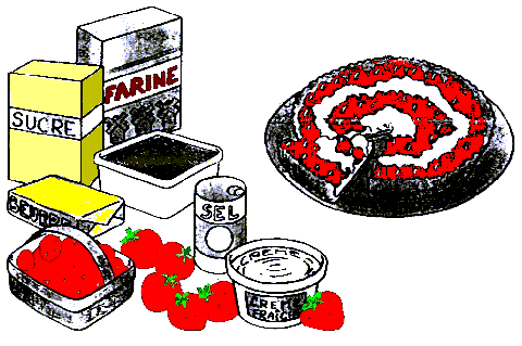 Banquise aux fraises: 200 g de farine; 100 g de beurre; 1/2 l de glace � la vanille; 750 g de fraises; 125 g de sucre; 3 ou 4 cuill�res � soupe de cr�me fra�che.