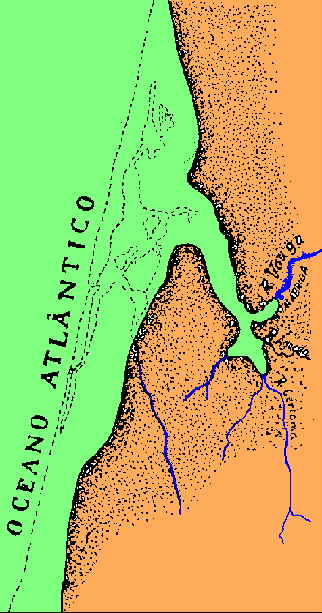 Figura 1: Aspecto da costa em �pocas muito remotas.