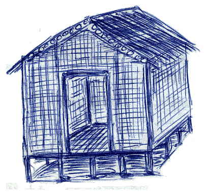 Cubata para secagem de ginguba e cereais, na regi�o da Quimabaca, em Agola (Quimbele, Sector de U�je), em 1973.