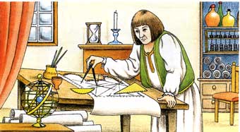 Cart�grafo no seu gabinete de trabalho.