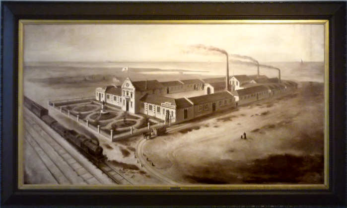 Vista da F�brica Brand�o Gomes de Espinho. �leo sobre tela - 1910 - Silva & C�, Porto. Clicar para ampliar.