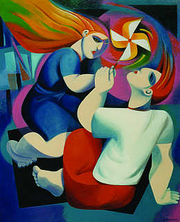 “Crianças com vira-vento”, (0,73 x 0,60) acrílico sobre tela - pág. 89