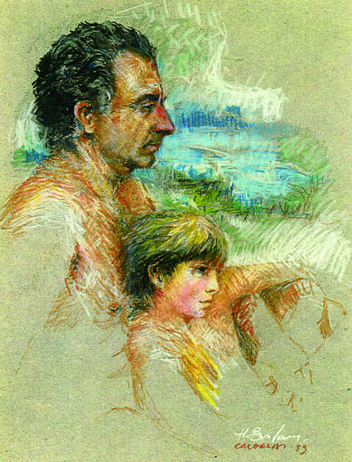 Meu irmão, Jeremias, com sua filha Sara, em Caldelas – 1983, pastel - Pág. 10
