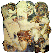 Placa de terracota pintada, representando a G�rgona Medusa (s�c. VI a. C.)